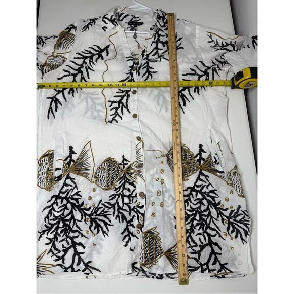 NWOT Club Z Collection Bohemian Beach Size 1X Shirt/Cover Up Color White Multi - Picture 9 of 16